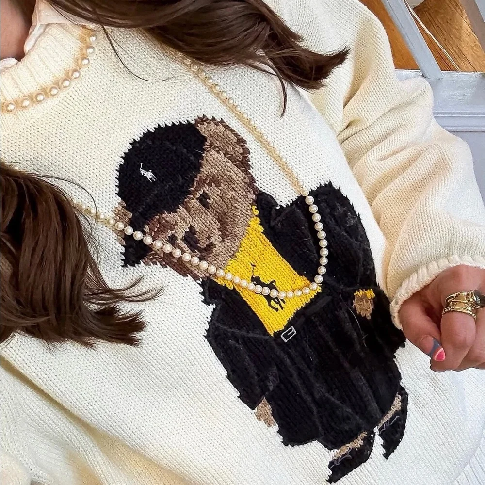 Polo Ralph Lauren Bear Cotton Crewneck Sweater - Picture 5 of 9